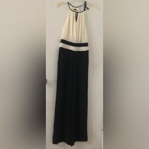 VENUS Black and White Color-Blocked Jumpsuit